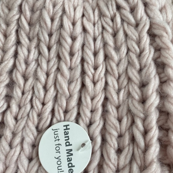 Lemon Pink Chunky Hand Knit Pom Beanie - Picture 7 of 7